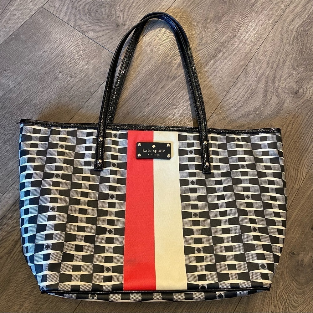 Kate Spade Black and White Geometric Tote Purse